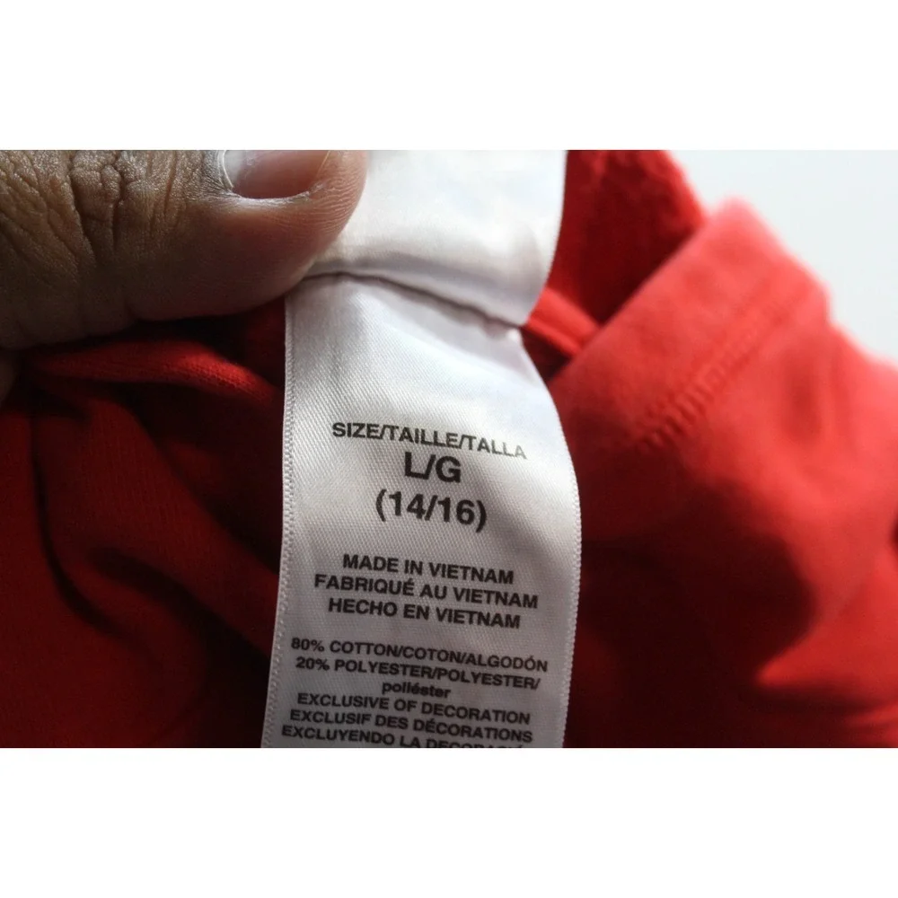 Adidas Boy Red Blue Hooded Sweater Long Sleeve Casual size Large